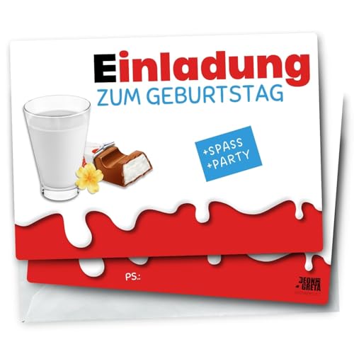 Generisch 12x EINLADUNGSKARTEN für Kindergeburtstag & Co. mit passenden Umschlägen - Karten Set mit Schoki Motiv von Generisch