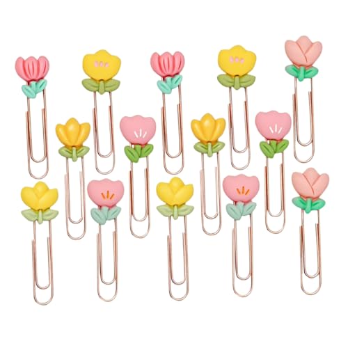 Generisch 14 Stück Niedliche Blumen Papierclips Dekorative Büroklammern für Schule Diy Projekte Alltagsdokumente Kreative Lesezeichen Geschenkidee für Freunde und Familie von Generisch