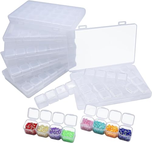 Generisch 2 Stück, Sortierbox transparent (leer) 28Fächer,Abnehmbar Zweisitzer Perlen Organizer Box Sortierbox Kunststoff Dosen für Speichern DIY Nailart Knöpfe Straßsteine Zubehör von Generisch