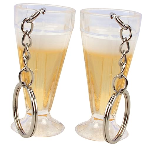 Generisch 2 Stück Schlüsselanhänger Form Eines Bierbechers Realistische Champagnerglas Dekoration für Taschen und Rucksäcke für Partys von Generisch