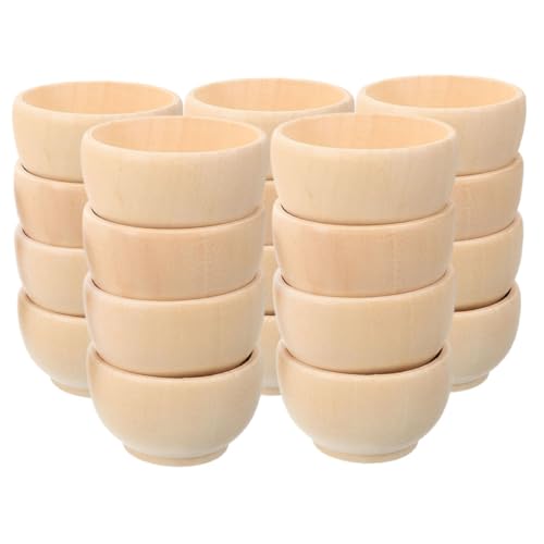 Generisch 20 Stück Holzschalen Diy Bastelbedarf Bemalbare Holzschalen für Projekte Natürliche Holzornamente für Montessori und Dekoration von Generisch