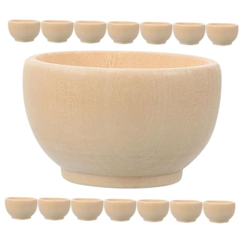 Generisch 20 Stück Holzschalen für Bastelaktivitäten Diy Holzornamente zum Bemalen Kleine Holzschalen für Projekte und Dekoration von Generisch