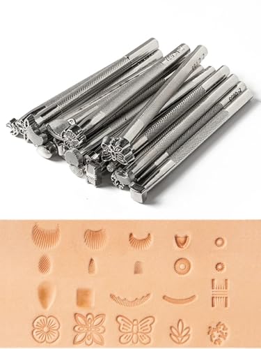 Generisch 20Pcs Leather Stamping Tools - Embossing Punch Set for Leather Craft & Printing(1 set silver 20 pcs) von Generisch