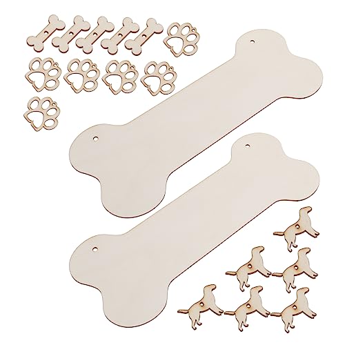 Generisch 20Stücke DIY Holzschild Set für Hunde Teiliges Set mit Hundeknochen Pfotenabdrücken und Holzscheiben für Kreative Projekte und Dekorationen von Generisch