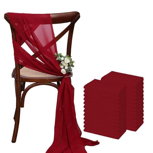 Generisch 24 Stück 30 * 275 cm Rosa 12er Set Chiffon-Stuhlschärpen für Hochzeitsstuhlhussen Band Hochzeitsfeier Chiffon Vertikale Stuhlvorhänge von Generisch