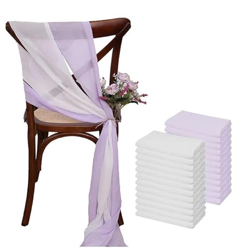 Generisch 24 Stück 30 * 275 cm Rosa 12er Set Chiffon-Stuhlschärpen für Hochzeitsstuhlhussen Band Hochzeitsfeier Chiffon Vertikale Stuhlvorhänge von Generisch