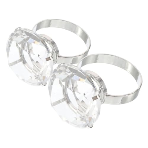 Generisch 2St Große Diamantring-Requisiten Mini-Dekoration Minirollen Zaun Blumendekoration Lotteriekapseln hochzeitsdekoration verlobungsring Hochzeitsring Eheringe Glas Transparent von Generisch