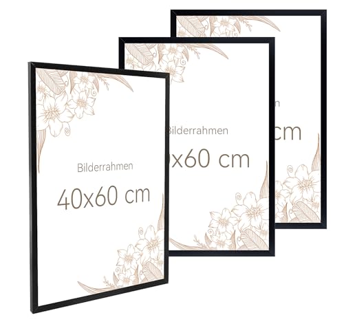Generisch 3 Pack Bilderrahmen 40x60 Schwarz, Rahmen 60x40 Puzzle Wandrahmen, Holz MDF Rahmen mit Bruchsicherem Acrylglas & Aufhängezubehör, Inkl. Haken und Nägel für Poster, Collage, Fotos, Bilder Generisch 3 Pack Bilderrahmen 40x60 Schwarz, Rahmen 60x40 Puzzle Wandrahmen, Holz MDF Rahmen mit Bruchsicherem Acrylglas & Aufhängezubehör, Inkl. Haken und Nägel für Poster, Collage, Fotos, Bilder von Generisch