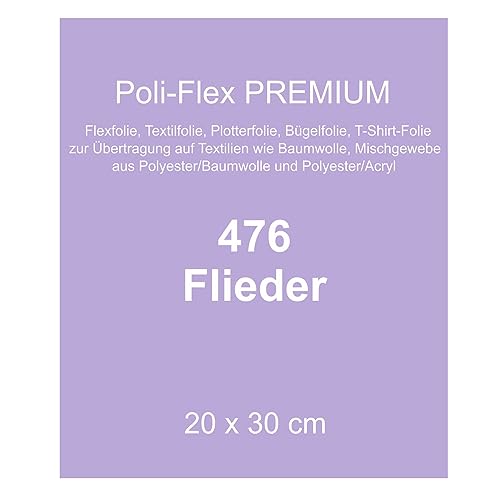 Generisch [30,00 €/m²] Bügelfolie Textilfolie Flexfolie Poli-Flex Premium flieder 30x20cm Textilveredelung T-Shirt aufbügeln Bügelbild Plotterfolie bügeln von Generisch