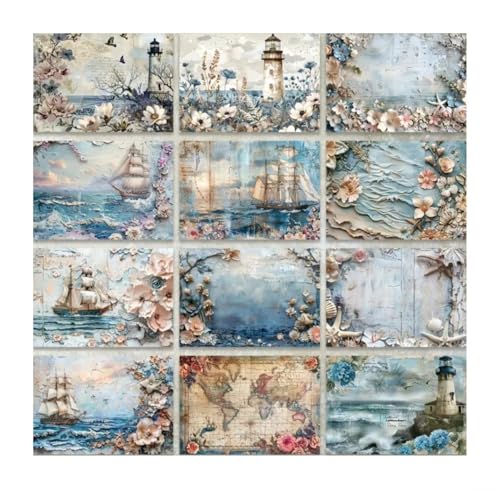 Generisch 36 Blatt Scrapbook Papier je 21 x 14,5 cm 12 Motive je 3 Stück Maritim Nautic Segelschiff Deko MU K75 Generisch 36 Blatt Scrapbook Papier je 21 x 14,5 cm 12 Motive je 3 Stück Maritim Nautic Segelschiff Deko MU K75 von Generisch