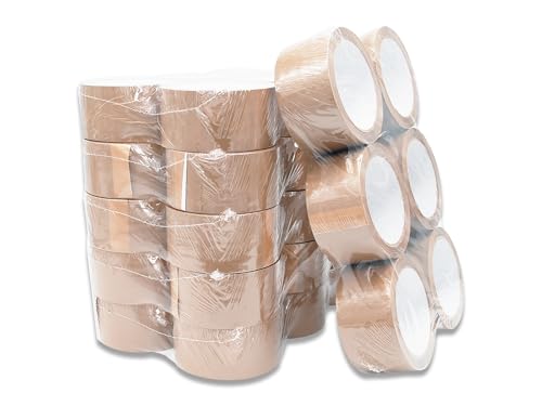 Generisch 36x Rollen Klebeband Paketband - Transparent/Braun - leise abrollend - L: 66m B: 50mm - 28my Extra Stark - 6 x 6 Stück PP-Klebeband im Karton - Packband Klar oder Havana (Havana) von Generisch