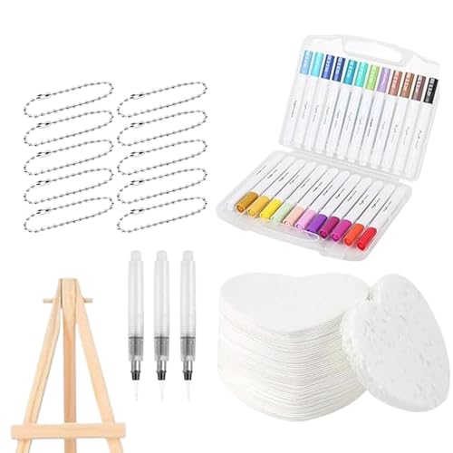 Generisch 3D Malstifte | Relief Malstifte Mit Schwammspitze | Kreatives Puffy Paint Kunstbedarf Set Mit 12 Farben Papier Perlenketten Für Kinder Erwachsene Basteln Schule Wohnraumgestaltung von Generisch