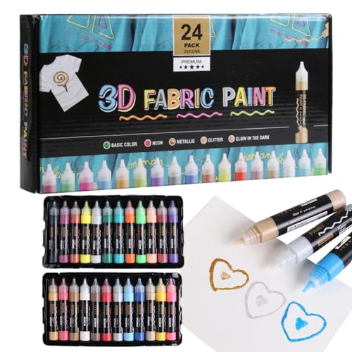 Generisch 3d Fabric Paint Set, 30ml Waterproof Textile Colors, Permanent Painting Kit for Adults and Kids, Use on Canvas, Glass, Clothing, Hat, Wood, Craft Decoration, 0.83x4.84 Inches Generisch 3d Fabric Paint Set, 30ml Waterproof Textile Colors, Permanent Painting Kit for Adults and Kids, Use on Canvas, Glass, Clothing, Hat, Wood, Craft Decoration, 0.83x4.84 Inches von Generisch