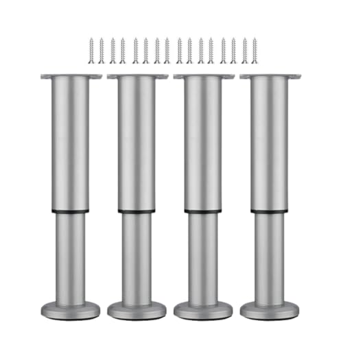 Generisch 4 Stück Möbelfüße Verstellbar 8-12cm, 12-18cm, 18-30cm, 25-42cm Metall Möbelbeine Mit Schutzkappe Für Boden Und Schrauben, Für Schrank Fernsehschrank Bett Sofa Nachttisch(Gray,25-42cm) von Generisch