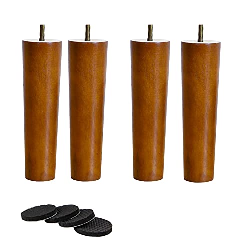 Generisch 4er-Set Möbelbeine aus Holz, Walnussfarbe, M8-Schraube, Sofabeine aus Massivholz, Ersatzfüße, für Schrank, Stuhl, Couch, Kommode, Bettbeine, Couchtisch, Möbelzubehör (27,5 Zoll) von Generisch