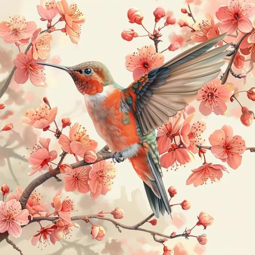 Generisch 5D Diamond Painting Kolibri, 5D Tiere Diamant Painting Bilder Erwachsene Kompletter Rundbohrer Set, DIY Diamond Painting Weihnachten Diamant Malerei Set 30x30 CM von Generisch