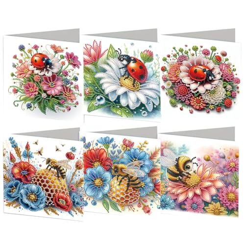 Generisch 6 Stücke Diamond Painting Weihnachtskarten,Handgemachtes Diamant Malerei Grußkarten mit umschlag set,postkarten,Geschenk für Freunde Familie, Urlaub Party Gefälligkeiten-Marienkäfer Biene Generisch 6 Stücke Diamond Painting Weihnachtskarten,Handgemachtes Diamant Malerei Grußkarten mit umschlag set,postkarten,Geschenk für Freunde Familie, Urlaub Party Gefälligkeiten-Marienkäfer Biene von Generisch