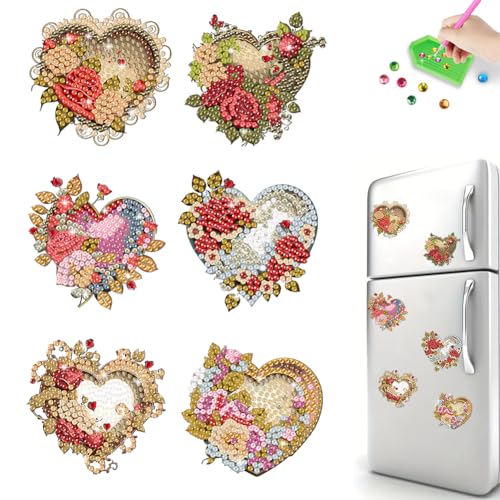 Generisch 6er Set Diamond Painting Blumen Herzen Kühlschrankmagnete - Dekorative Muster Kinder Magnete Kühlschrank 3D Magnete für Kühlschrank, Magnettafel, Whiteboard, Pinnwand Generisch 6er Set Diamond Painting Blumen Herzen Kühlschrankmagnete - Dekorative Muster Kinder Magnete Kühlschrank 3D Magnete für Kühlschrank, Magnettafel, Whiteboard, Pinnwand von Generisch