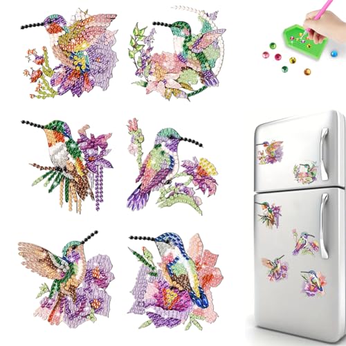 Generisch 6er Set Diamond Painting Kolibri Kühlschrankmagnete - Dekorative Muster Kinder Magnete Kühlschrank 3D Magnete für Kühlschrank, Magnettafel, Whiteboard, Pinnwand Generisch 6er Set Diamond Painting Kolibri Kühlschrankmagnete - Dekorative Muster Kinder Magnete Kühlschrank 3D Magnete für Kühlschrank, Magnettafel, Whiteboard, Pinnwand von Generisch