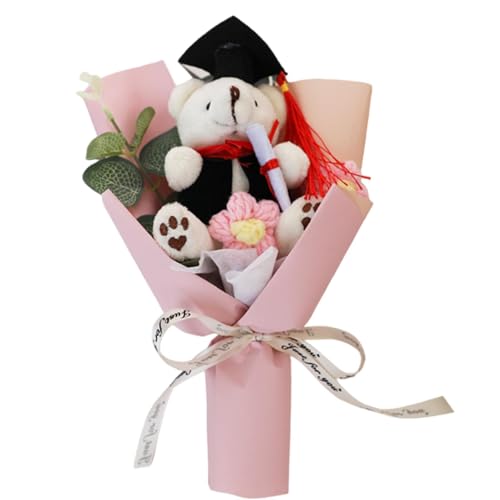 Generisch Abschlussbären-Blumenstrauß,Abschlussbären-Rosen-Blumenstrauß,Handgemachte Abschluss-Häkelblumen | Einzigartiger, langlebiger Plüsch-Blumenstrauß für Kinder und Generisch Abschlussbären-Blumenstrauß,Abschlussbären-Rosen-Blumenstrauß,Handgemachte Abschluss-Häkelblumen | Einzigartiger, langlebiger Plüsch-Blumenstrauß für Kinder und von Generisch