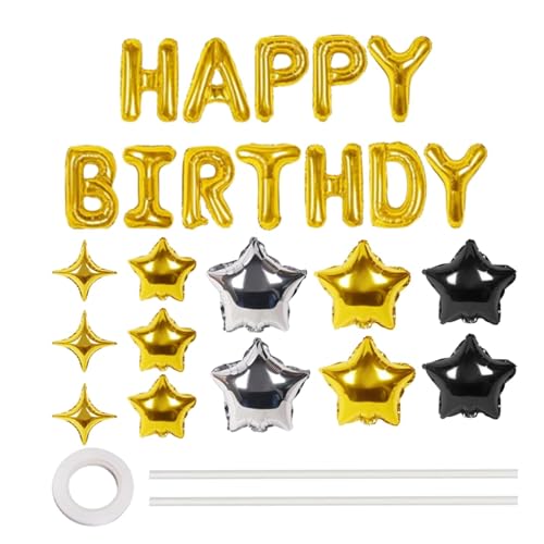 Generisch Alles Gute zum Geburtstag-Banner-Ballon, alles Gute zum Geburtstag-Ballon-Buchstaben | Geburtstagsparty-Dekorationsschild | Aufblasbare Partydekoration, Buchstaben und Sternballons, von Generisch