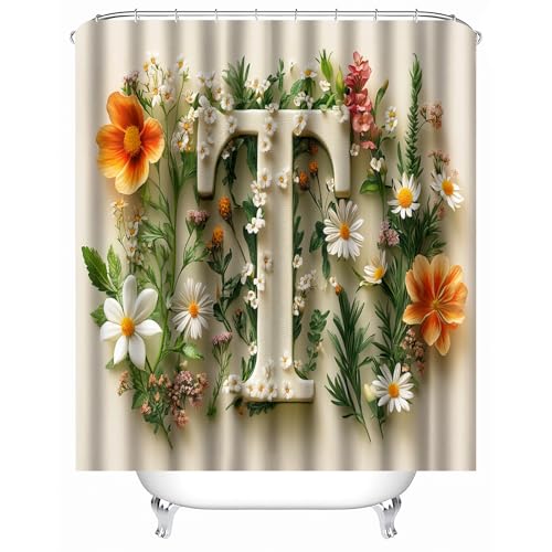 Generisch Badezimmer Vorhang 90 x 180 cm Blumen-T-Shirt duschvorhang kurz Eleganter Spritzschutz aus Stoff für Private Spa-Zone oder Luxus-Badezimmer MY202 von Generisch