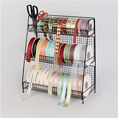 Generisch Bastelraum-Organizer, Präsentationsständer, Bandaufbewahrungshalter für Satinband/Stretchsamt/Organza/Stickband/Seidenband, Präsentationsständer aus Metall für Bastelfäden, 3-lagig von Generisch