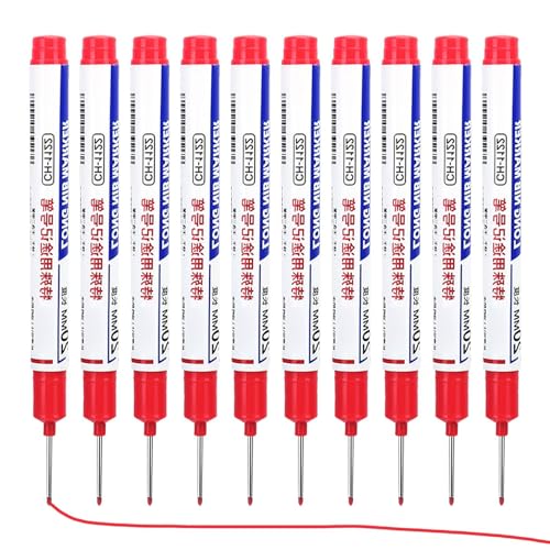 Generisch Baumarker, Marker mit langer Spitze, Wasserfester Markierungsstift aus Metall, 10 Stück Metallmarkierungsstift, Maschinistenwerkzeuge, Langkopf-Tieflochmarkierung für Hardware-Dekoration von Generisch