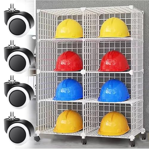 Generisch Beweglicher 4-Rad-Motorradhelmständer, Verstellbarer Schutzhelm-Organizer für 3–32 Helme, Feuerwehrhelm-Aufbewahrungsständer, für Büro und Garage (weiß, 75 x 37 x 100 cm) von Generisch