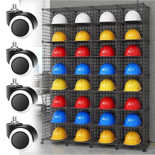 Generisch Beweglicher Motorradhelmständer auf Rädern, Verstellbarer Brandschutz-Hut-Organizer für 3–32 Helme, Aufbewahrungslösung für Büro und Garage, Schwarz (147 x 37 x 192 cm) von Generisch
