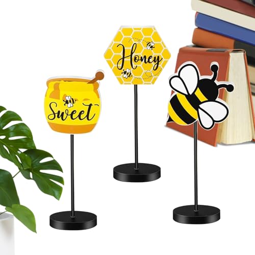 Generisch Bienen-Tischdekoration,Honigbienen-Tischdekoration - 3 Stück Honig Holz Tischschild - Rustikales Bienen-Stehtisch-Mittelstück, Bienenfest-Schild für Party, Zuhause, Küche Generisch Bienen-Tischdekoration,Honigbienen-Tischdekoration - 3 Stück Honig Holz Tischschild - Rustikales Bienen-Stehtisch-Mittelstück, Bienenfest-Schild für Party, Zuhause, Küche von Generisch
