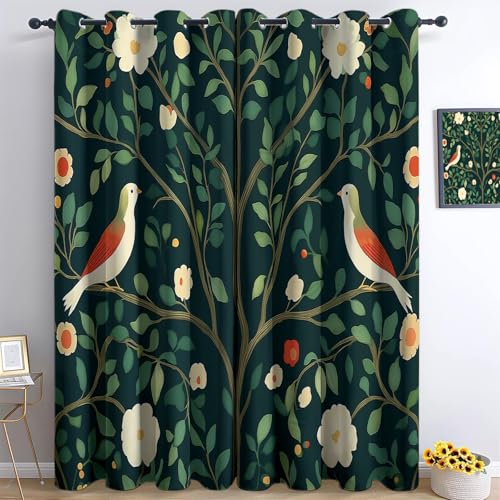 Generisch Blickdichte Vorhänge mit Ösen William Morris Vögel 3D Verdunkelungsvorhang 2er Set H245 x B140 cm Thermovorhang Kälteschutz Gardine Polyester für Schlafzimmer Kinderzimmer Wohnzimmer Generisch Blickdichte Vorhänge mit Ösen William Morris Vögel 3D Verdunkelungsvorhang 2er Set H245 x B140 cm Thermovorhang Kälteschutz Gardine Polyester für Schlafzimmer Kinderzimmer Wohnzimmer von Generisch