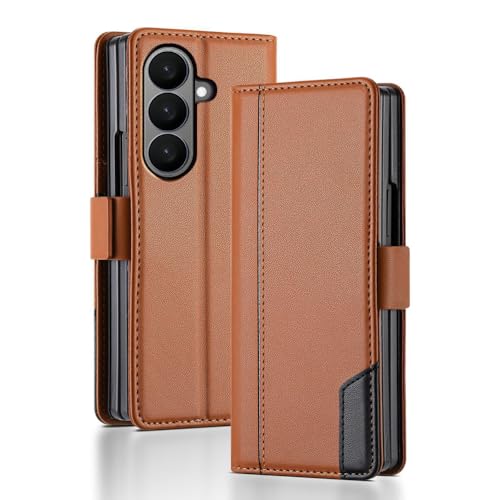 Generisch Brieftaschenetui für Samsung Galaxy Z Fold 7, Leder-Flip-Stand-Cover, Magnetverschluss, stoßfeste Ganzkörper-Hülle von Generisch