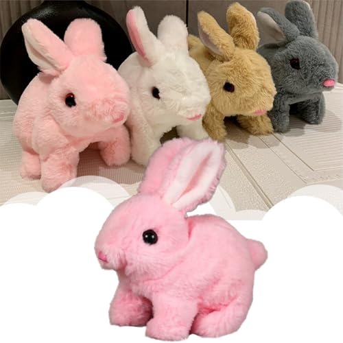 Generisch Bunby - My Realistic Bunny Toy, Interactive Bunny Toy, Bunny Realistic Bunny Toy for Kids - Jumping, Twitching, and Shaking Ears (Pink) von Generisch
