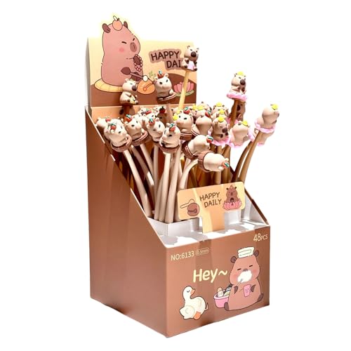 Generisch Capybara Stifte, 0.5 Mm Niedliche Capybara Kugelschreiber, Schreibwaren Schulmaterial Für Büro Kinder Party Mitgebsel Klassenpreise Mädchen von Generisch