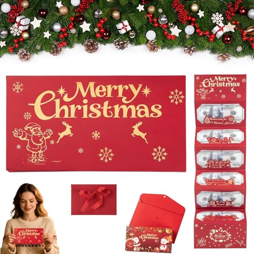 Generisch Christmas Cash Gift Envelope - Christmas Money Holders, Cash Gift Cards Holders Xmas With 6 Slots Party Gifts for Men Women Girls Boys, Surprise Money Envelopes for Xmas (A,1pcs) von Generisch