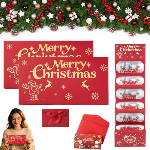 Generisch Christmas Cash Gift Envelope - Christmas Money Holders, Cash Gift Cards Holders Xmas With 6 Slots Party Gifts for Men Women Girls Boys, Surprise Money Envelopes for Xmas (A,2pcs) von Generisch