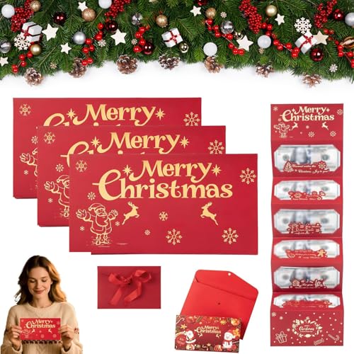 Generisch Christmas Cash Gift Envelope - Christmas Money Holders, Cash Gift Cards Holders Xmas With 6 Slots Party Gifts for Men Women Girls Boys, Surprise Money Envelopes for Xmas (A,3pcs) von Generisch