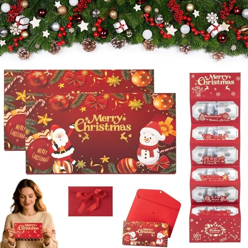 Generisch Christmas Cash Gift Envelope - Christmas Money Holders, Cash Gift Cards Holders Xmas With 6 Slots Party Gifts for Men Women Girls Boys, Surprise Money Envelopes for Xmas (B,2pcs) von Generisch