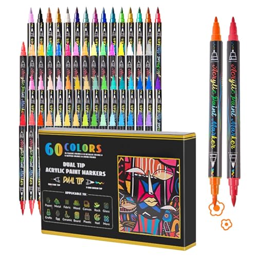 Generisch Coloring Book Markers, Art Pen Set, 60 Colors Fine, Brush Tip Pens, Painting Drawing Coloring, Glass Fabric Wood, Vibrant Ink for Adults, Students, Artists, Crafting Projects von Generisch