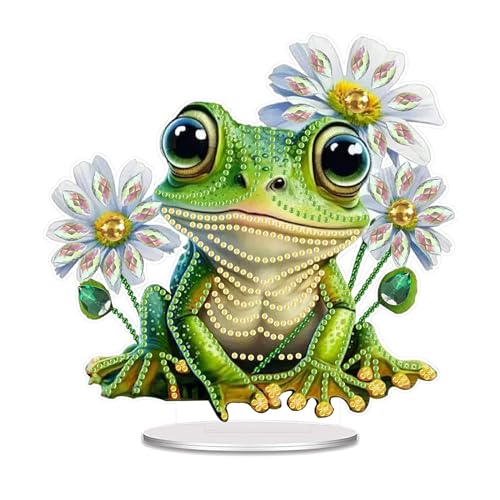 Generisch DIY Diamond Painting Tisch Deko, 5D Diamant Painting Tiere Vögel Tischdeko, Diamant Malerei Stehend Kunst Set, Ornamente Geschenke für Anfänger Zuhause,Büro Dekoration-Frosch von Generisch