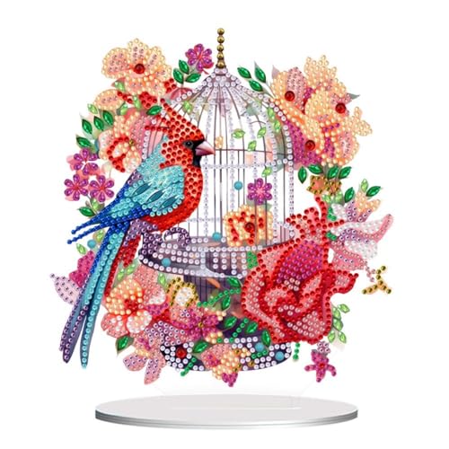 Generisch DIY Diamond Painting Vogel Tisch Deko, 5D Diamant Painting Tischdeko, Diamant Malerei Stehend Kunst Set, Deko Ornamente Geschenke für Zuhause,Büro Dekoration-18 von Generisch