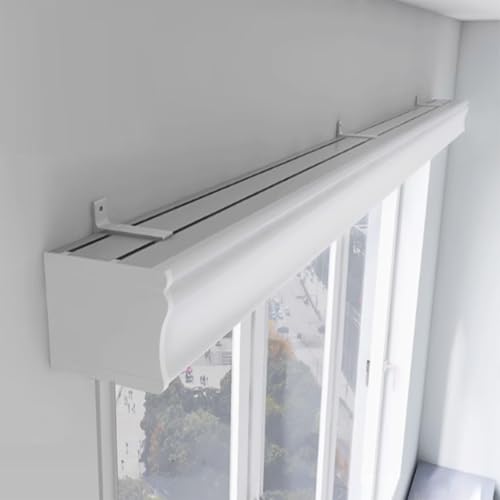 Generisch DREI-in-Eins-Vorhangkästen mit Doppelschiene, geräuschloser Raumteiler mit Lichtschutz und Duschschiene, dekorativer Volant, Wandmontage (130 cm) – Vielseitige Lösung für Ihr Zuhause von Generisch