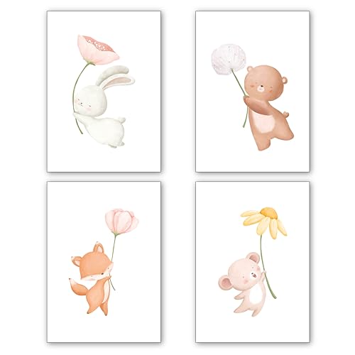 Generisch Damalia | 4 Bilder Kinderzimmer | Glückliche Tiere mit Blume | Poster A4 ohne Bilderrahmen | Kinderzimmer Poster | Mädchen und Jungen | ca. 21x30 cm | TiereBlume004 Generisch Damalia | 4 Bilder Kinderzimmer | Glückliche Tiere mit Blume | Poster A4 ohne Bilderrahmen | Kinderzimmer Poster | Mädchen und Jungen | ca. 21x30 cm | TiereBlume004 von Generisch