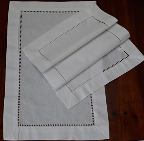 Generisch AUDE Home Deckchen Tischset weiß Baumwolle Hohlsaum 30x50 2er Packung von Generisch