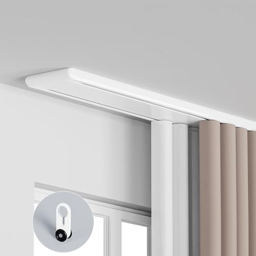Generisch Deckenmontage Vorhangschiene, (1–6m) Schwerlast Gardinenschiene 2-läufig Vorhangschiene Aluminium GGardinenstange Für Büro, Wohnzimmer, Schlafzimmer(Weiß,4m) von Generisch