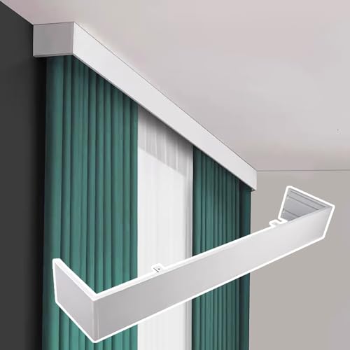 Generisch Deckenmontierte Vorhang-Balkenbox - Rollo-Volantbrett in individueller Länge für Doppelschienen, Elegantes Vorhanggesims (1,8 m) - perfekt für die Inneneinrichtung von Generisch