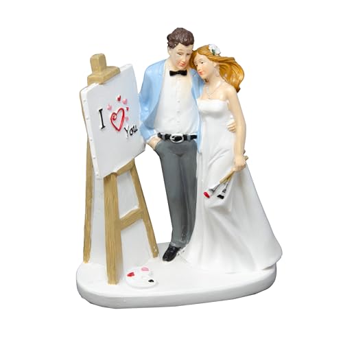 Generisch Dekofigur Hochzeitspaar mit Staffelei aus Polyresin - I Love You von Generisch