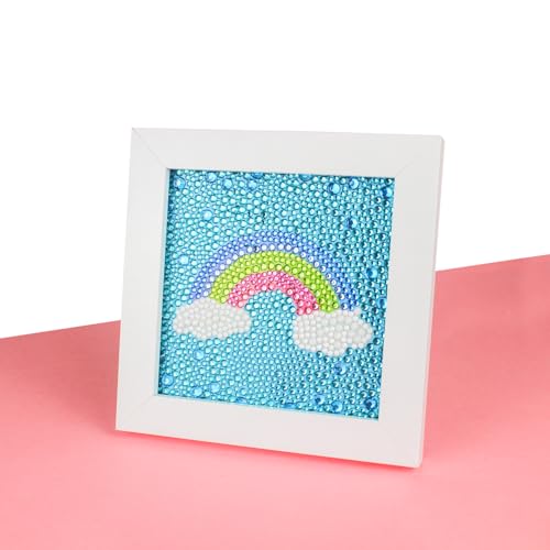 Generisch Diamond Painting Kinder mit Regenbogen und Wolken,Diamant Painting mit Holzrahmen für Erwachsene,5D Diamond Painting Set Mädchen Jungen Geschenke,Bilder Arts Craft für Home Wanddekoratio von Generisch