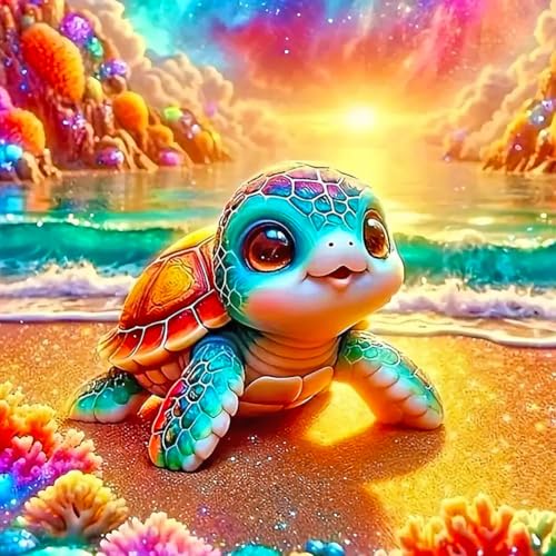 Generisch Diamond Painting Tier- 40x40cm Schildkröte Diamond Painting Erwachsene - Diamant Painting Bilder- DIY 5D Satz Wand Dekor Diamant Stickerei-Schildkröte von Generisch